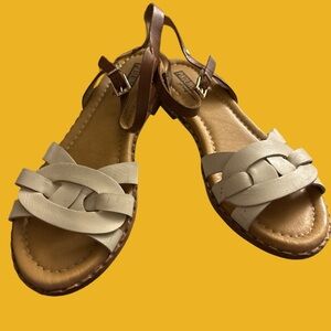 Brown and Cream Leather Sandals